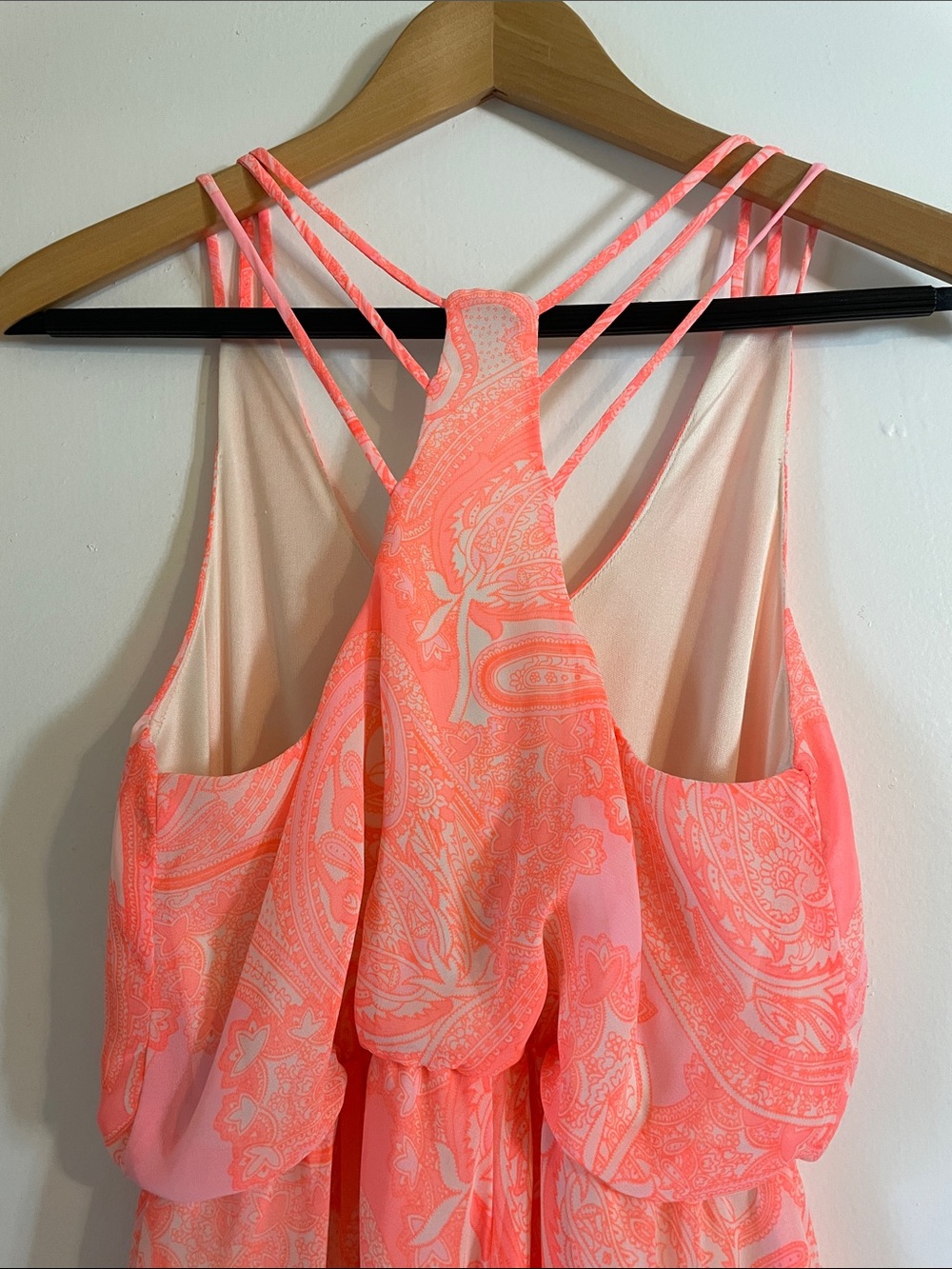 Lush Neon Coral Paisley Dress size XS - Picture 5 of 8